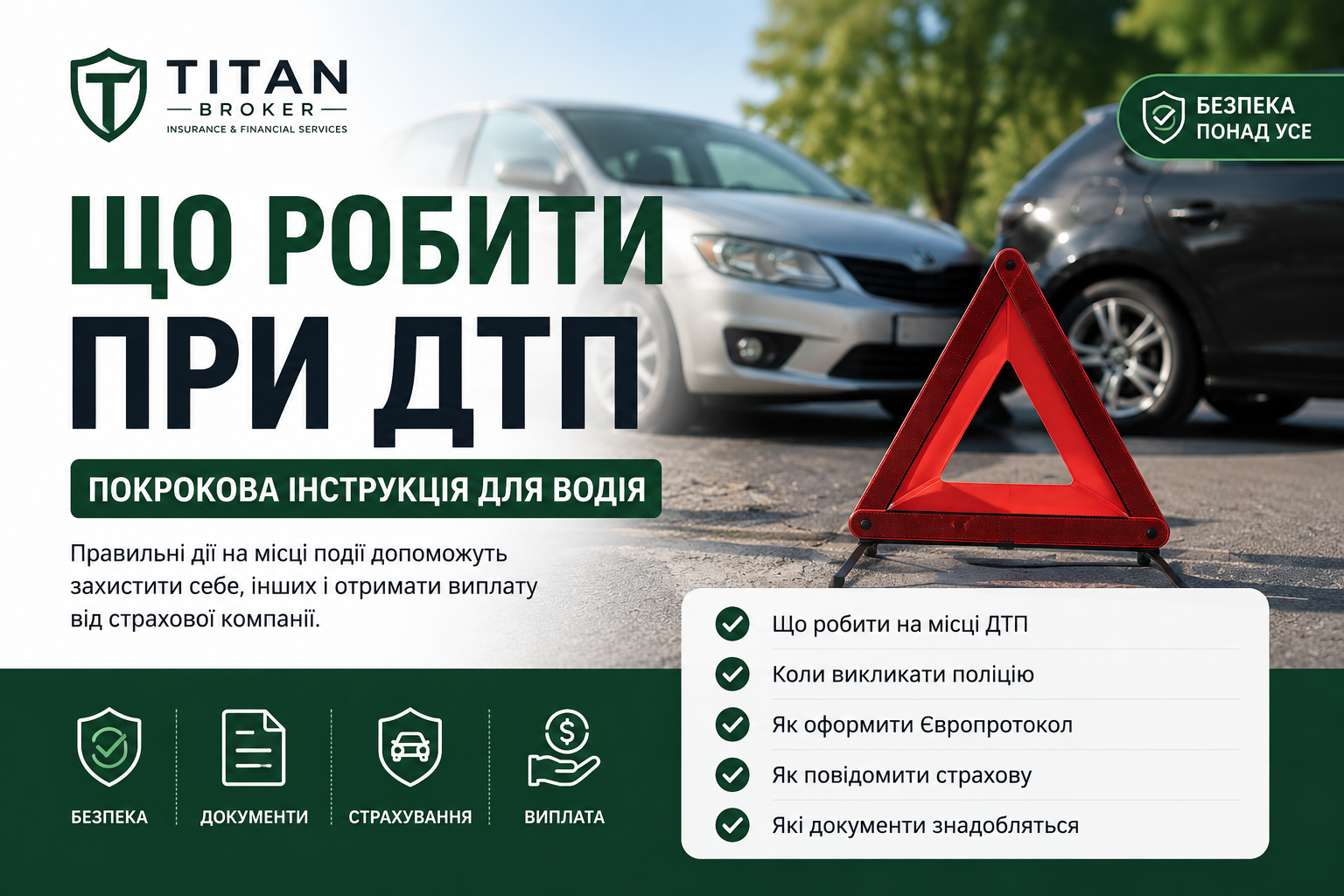 Що робити при ДТП: покрокова інструкція для водія