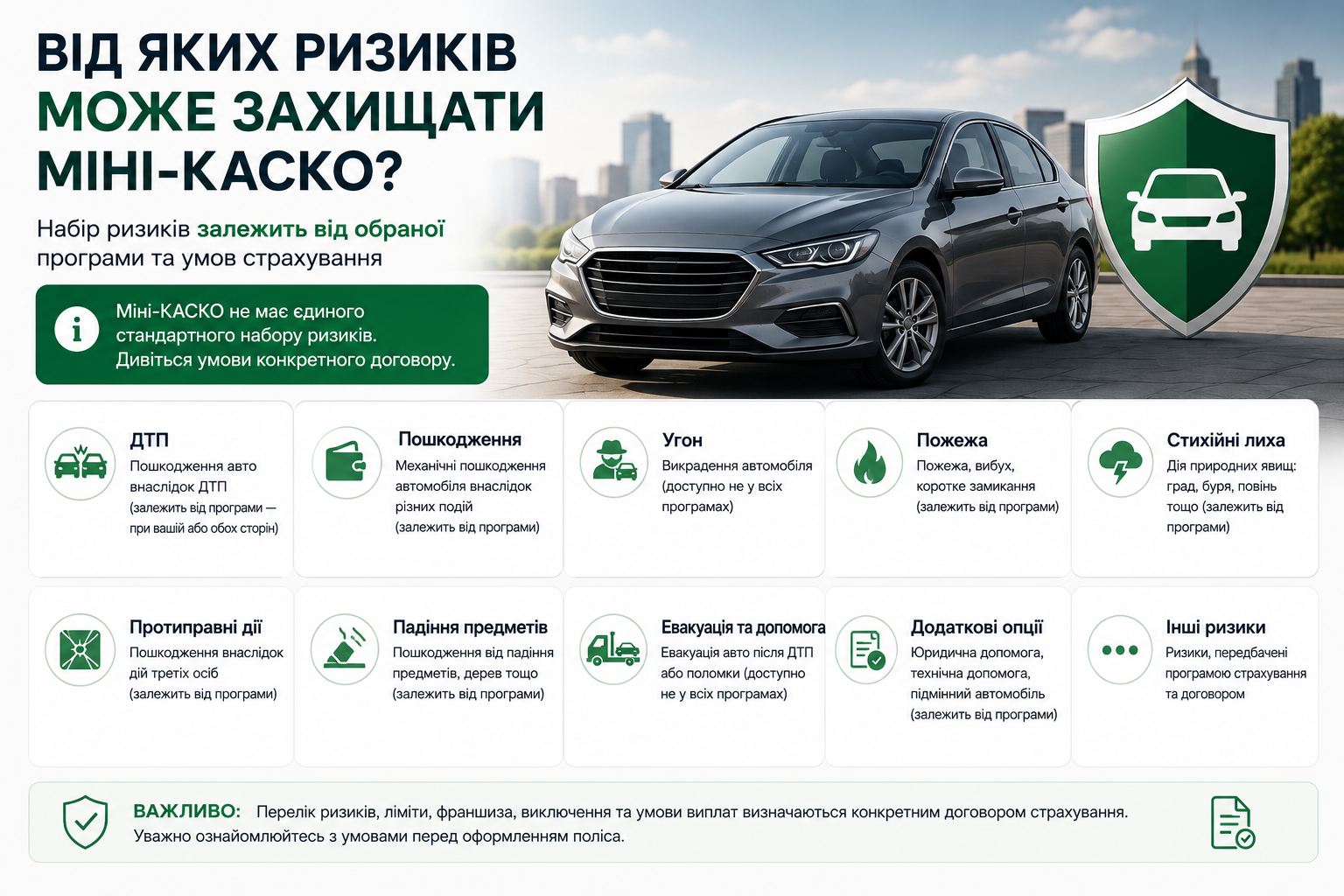 Міні-КАСКО в Україні — доступне страхування автомобіля від ДТП та пошкоджень | TITAN BROKER