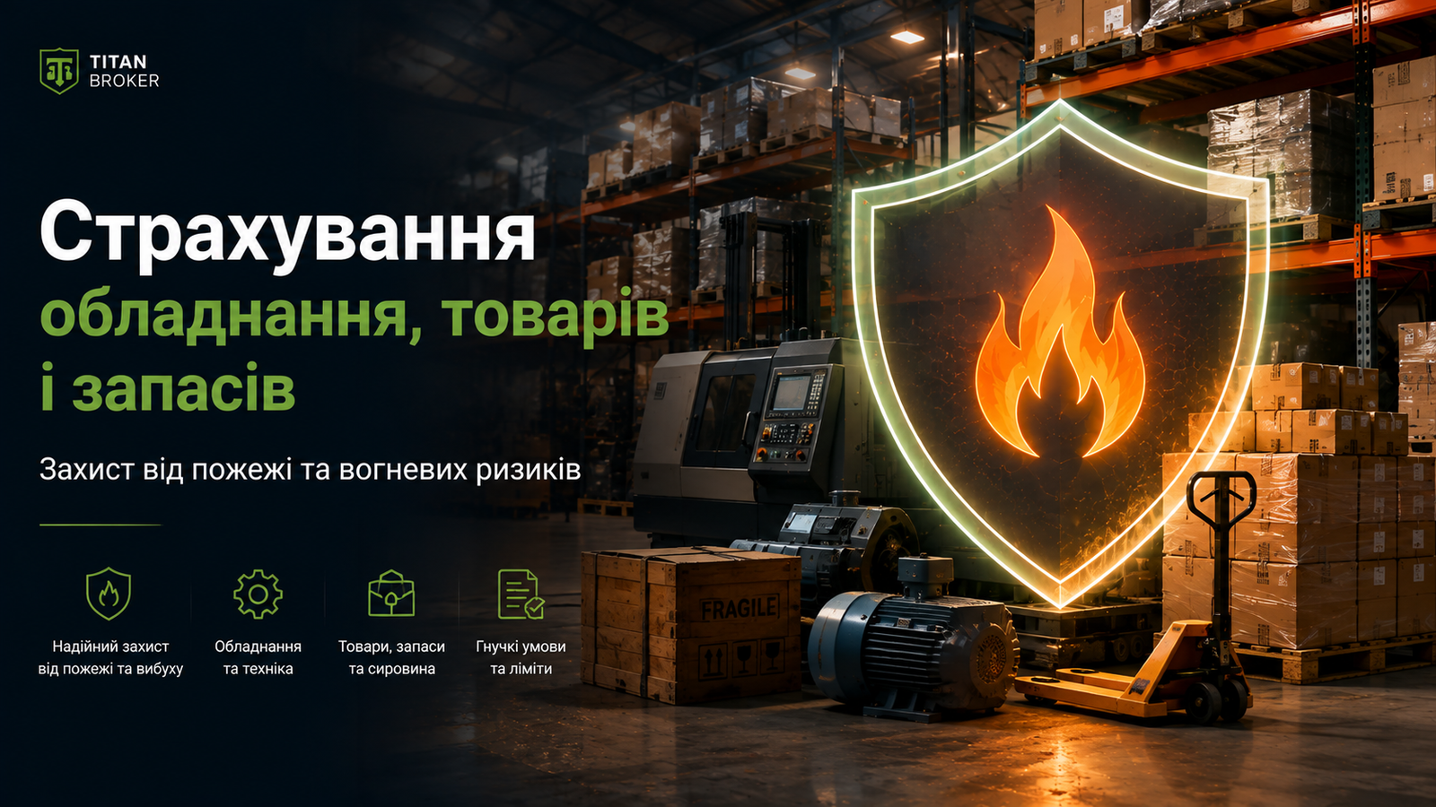 Страхування обладнання, товарів і запасів від пожежі та вогневих ризиків