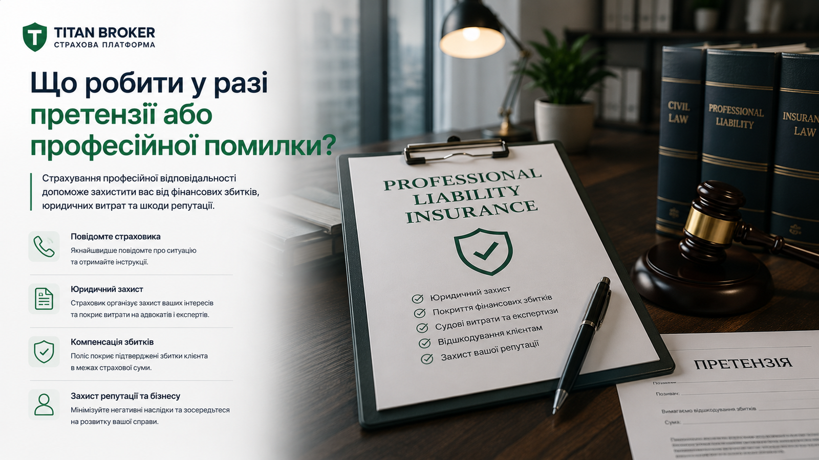 Страхування професійної відповідальності в Україні — захист бізнесу та фахівців | TITAN BROKER